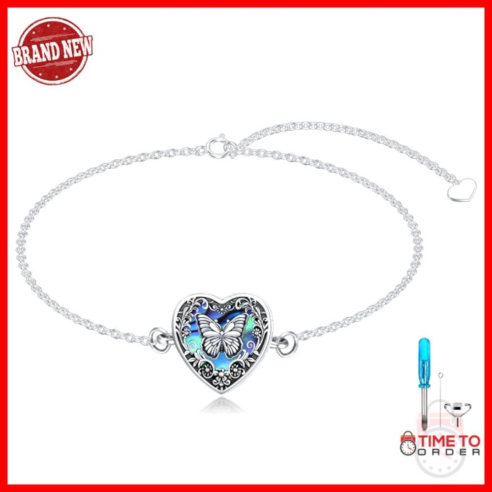Sterling Silver Heart Cremation Bracelet Memorial Keepsake Jewelry Elegant